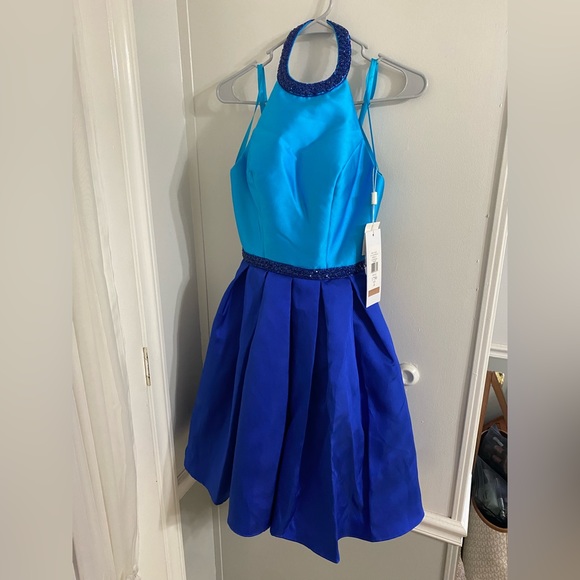 COLORS DRESS Short Royal Blue Color Block Gown Size 0 - Picture 5 of 14